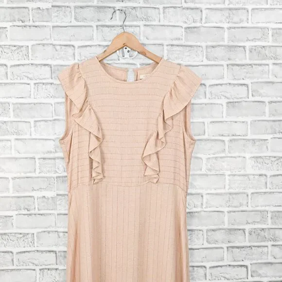 Christy Dawn Women's the Jessa Dress Maxi Ruffle trim in Oat stripe size Medium - Picture 7 of 12